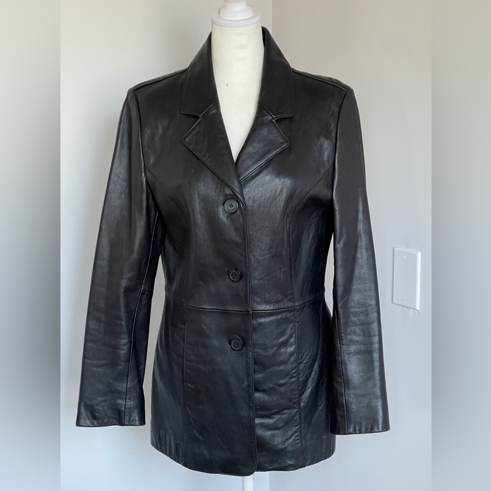 ALEGRE x ADLER BLACK LEATHER JACKET WOMEN'S SMALL 38x28" GENUINE N.Z LAMBSKIN